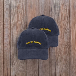 Vote for Zohran Vintage Corduroy Cap- Embroidered Campaign Hat