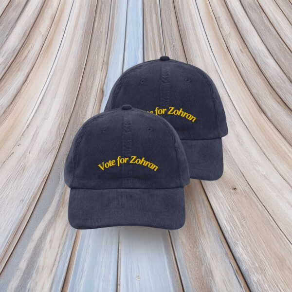 Vote for Zohran Vintage Corduroy Cap- Embroidered Campaign Hat