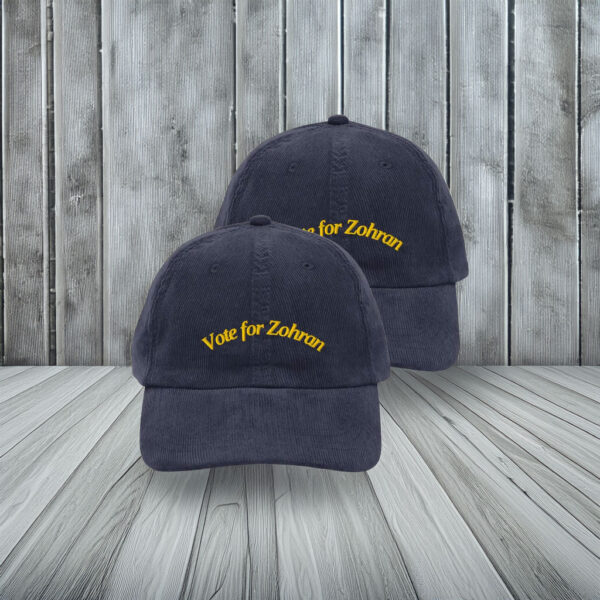 Vote for Zohran Vintage Corduroy Cap- Embroidered Campaign Hat