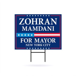 Zohran Mamdani For New York City Mayor 2025 Election Yard Sign