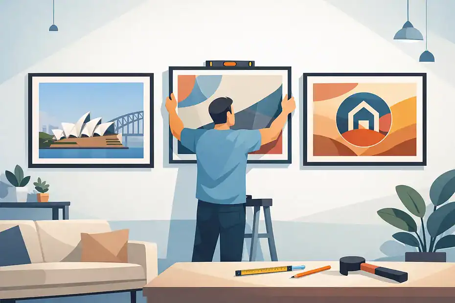 Large artwork hanging guide for clean results