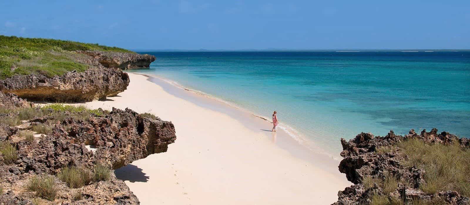 Beautiful Mozambique beach with white sand and turquoise waters, highlighting investment potential i.