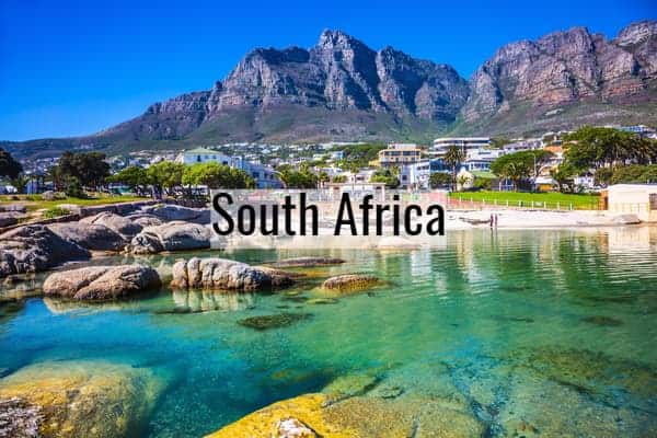 Scenic view of Cape Town with mountains and waterfront in South Africa.