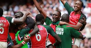Kenyan rugby players celebrating during a match, showcasing Africa's popular sports.
