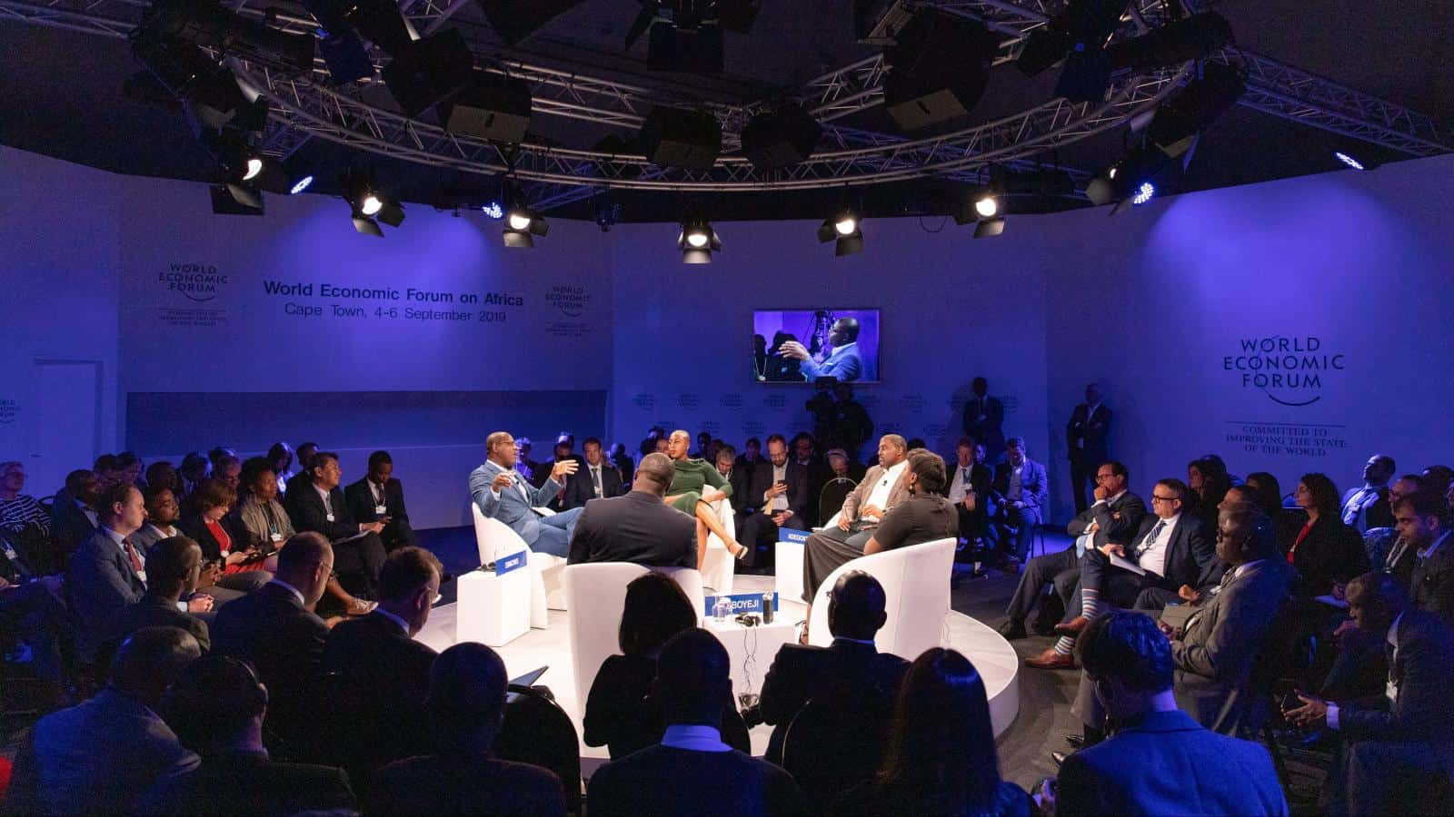 Key leaders at WEF Africa discussing economic growth and development.