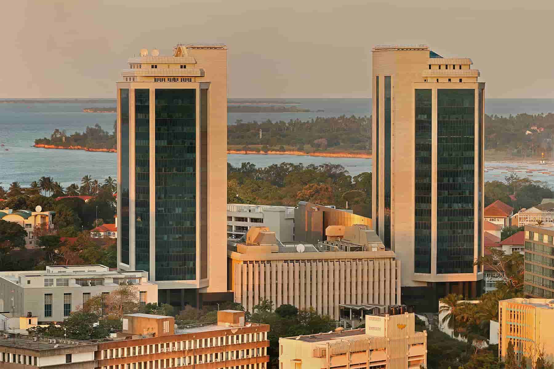 High-rise buildings in Dar es Salaam, Tanzania, showcasing urban development and investment potentia.