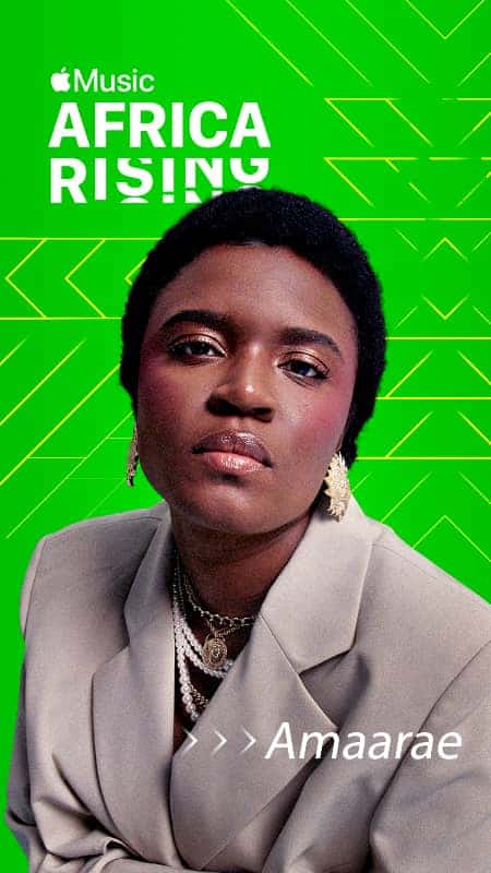 Amaarae, Afro-Pop singer-songwriter, promoting Africa Rising on Apple Music.