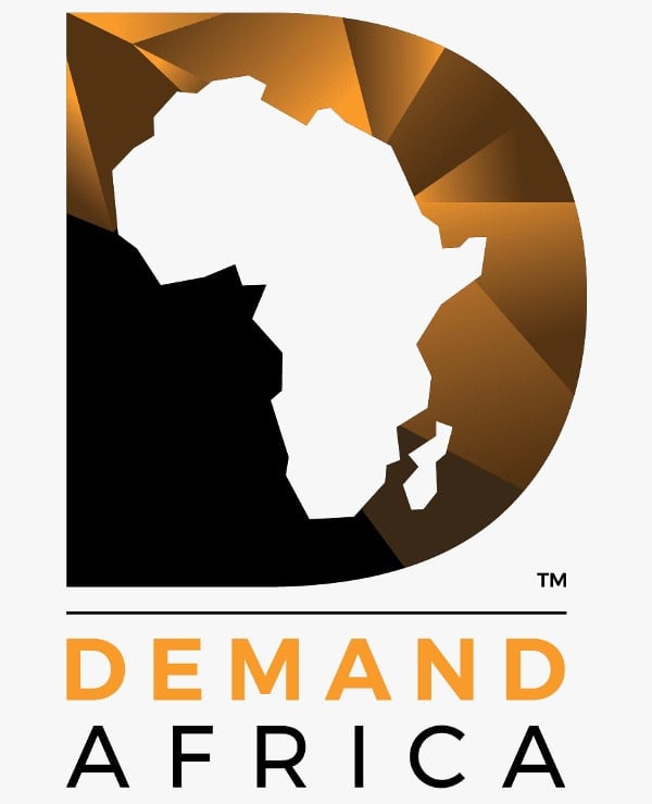 Demand Africa logo with African continent outline and vibrant background.