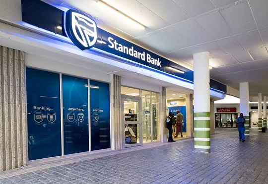 Standard Bank branch entrance in South Africa, welcoming customers.