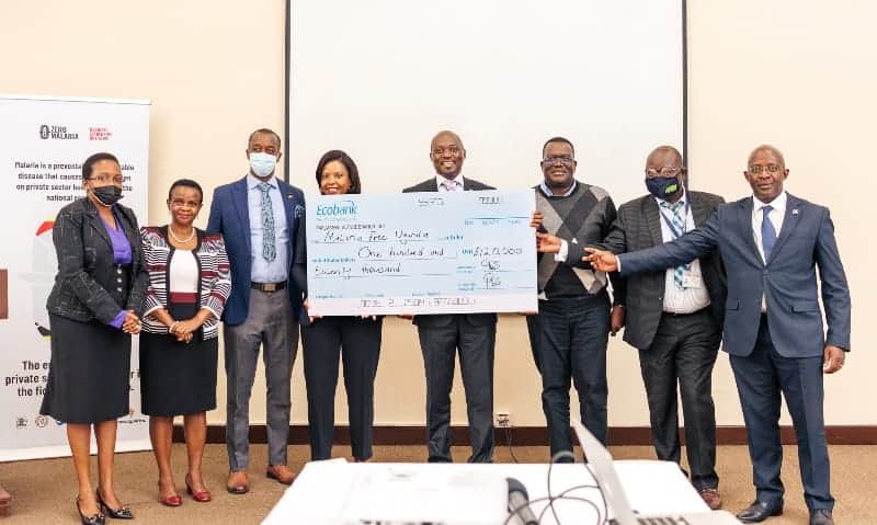 Africa.com, Ecobank leaders present a check for the Zero Malaria Business Leadership Initiative in U.