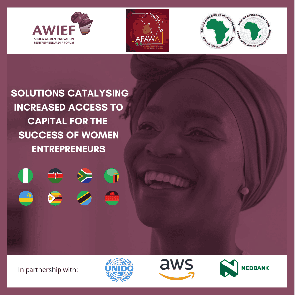 African woman smiling, promoting women’s access to finance for SMEs.
