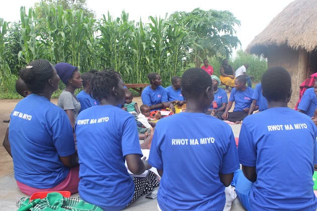 Members of Rwot Ma Miyo Village Savings Laon Association meeting. BRAC has ensure that meetings take place at residences of persons with disabilities . Credit Wambi Michael