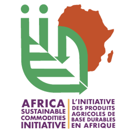 African map with sustainable agriculture icons promoting eco-friendly commodities.