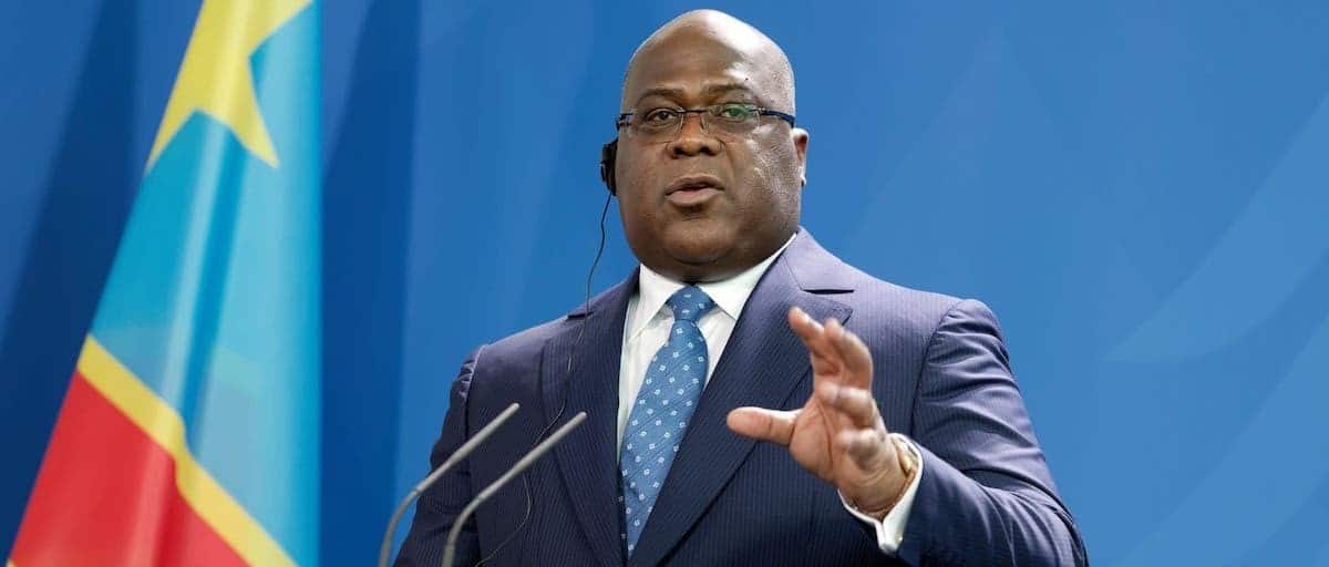 President Tshisekedi of DRC speaking at a diplomatic meeting with Secretary Blinken.