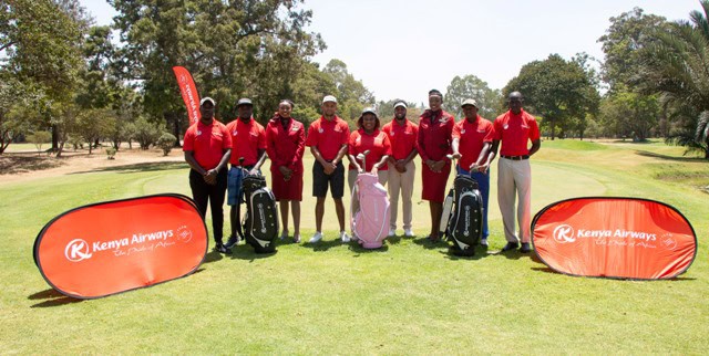 Kenya Airways team at the golf course during the Magical Kenya Open.