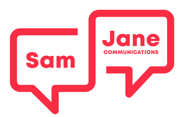 Logo of Trade Intelligence with SamJane Communications speech bubbles.