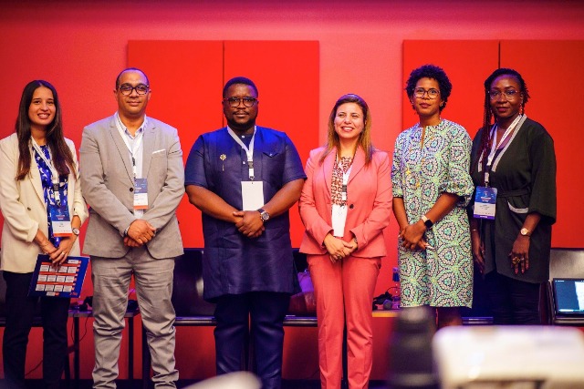 Diverse panel of experts discussing AI policy opportunities in Africa.