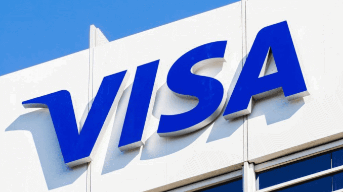 Visa Africa logo on a building promoting the Fintech Accelerator Program.