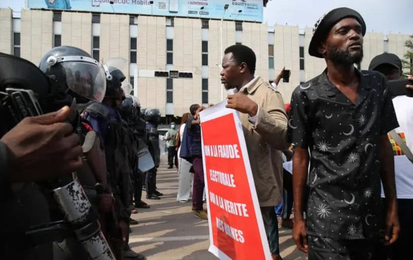 Protesters and police clash in DR Congo amid election opposition crackdown.