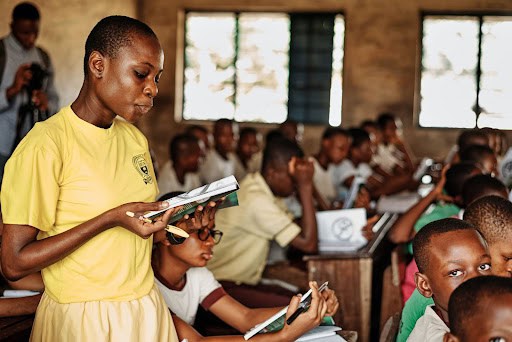 African students studying in a classroom, highlighting education in Africa.