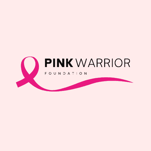 Pink Warrior Foundation logo with pink ribbon symbol promoting breast cancer awareness and fundraisi.