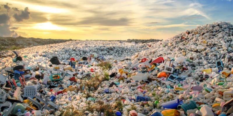 Plastic waste covering the land, highlighting pollution issues in Africa.