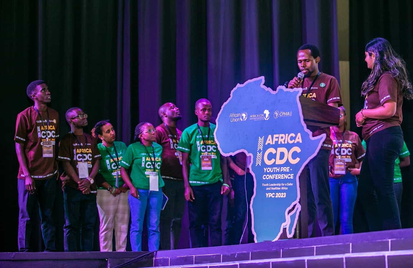 Youth leadership event at Africa CDC Pre-Conference 2023 promoting health and safety in Africa.