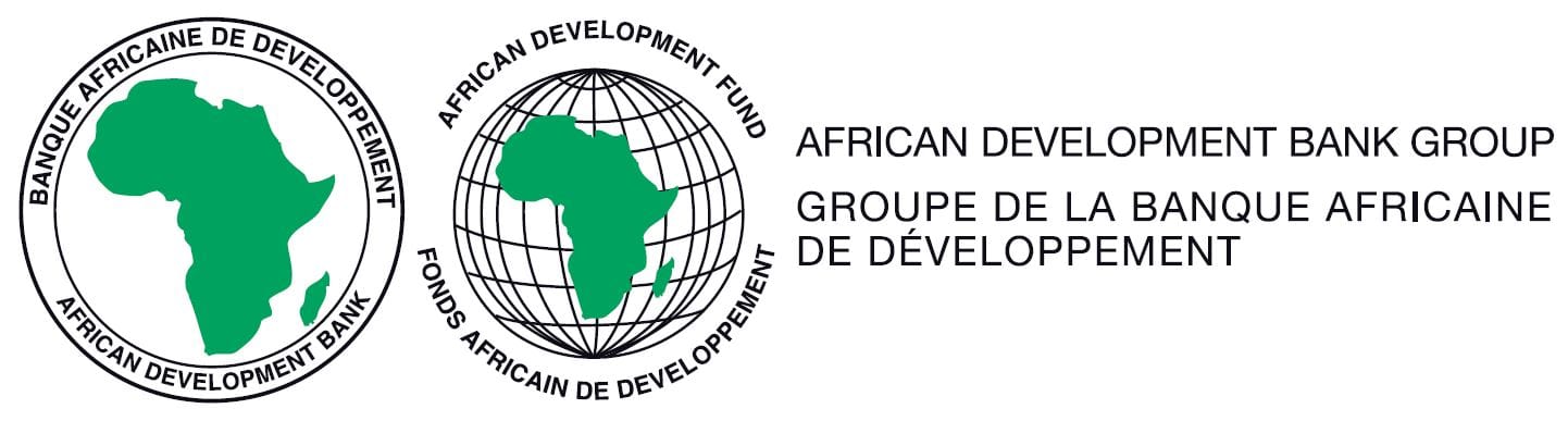 African Development Bank logo featuring a green map of Africa and globe.