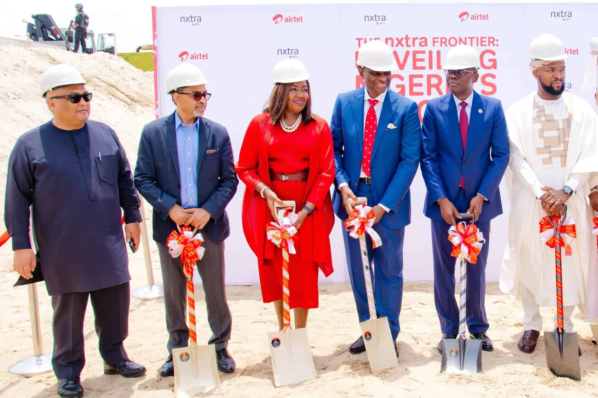Airtel Africa officials at Nxtra data center groundbreaking in Nigeria.