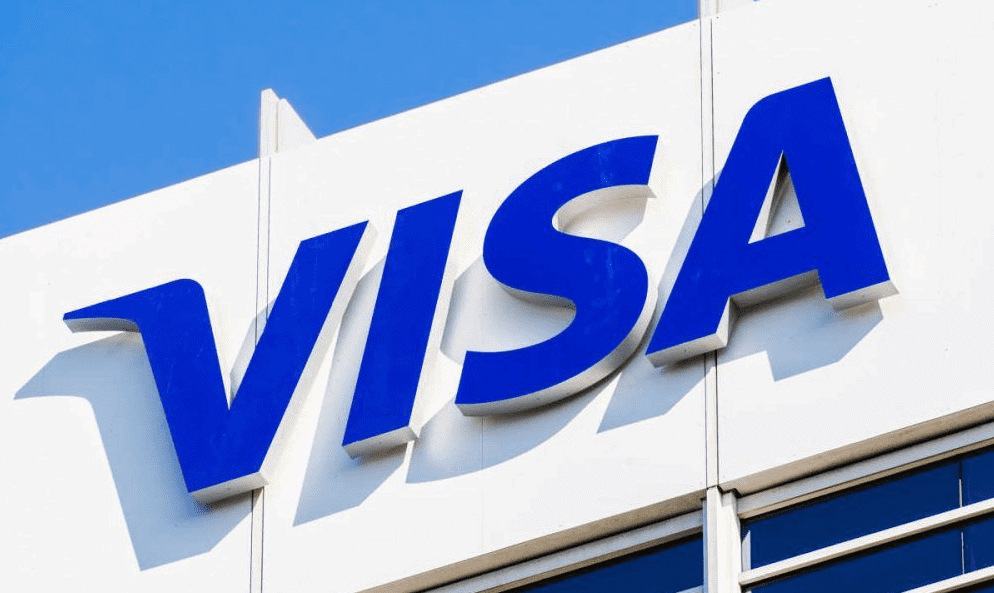 Visa logo on a building exterior, representing the partnership with Absa for the 2024 She's Next Pro.