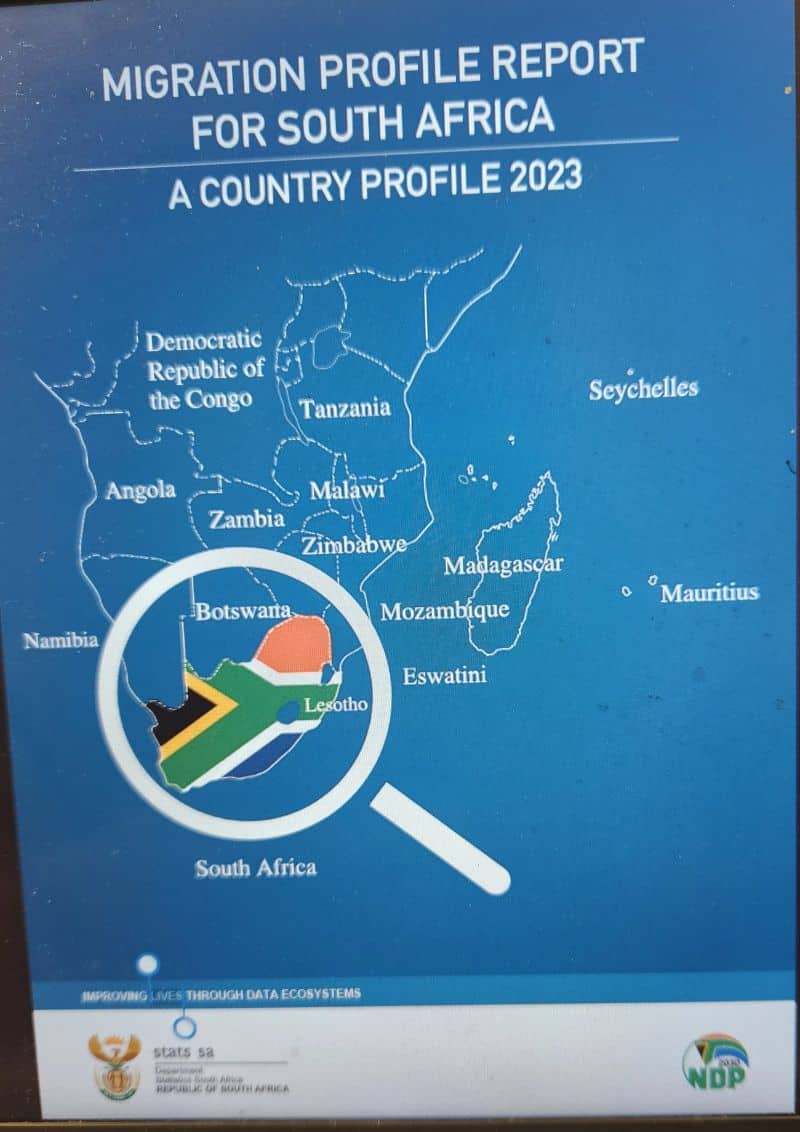 Migration report map highlighting South Africa and neighboring countries.