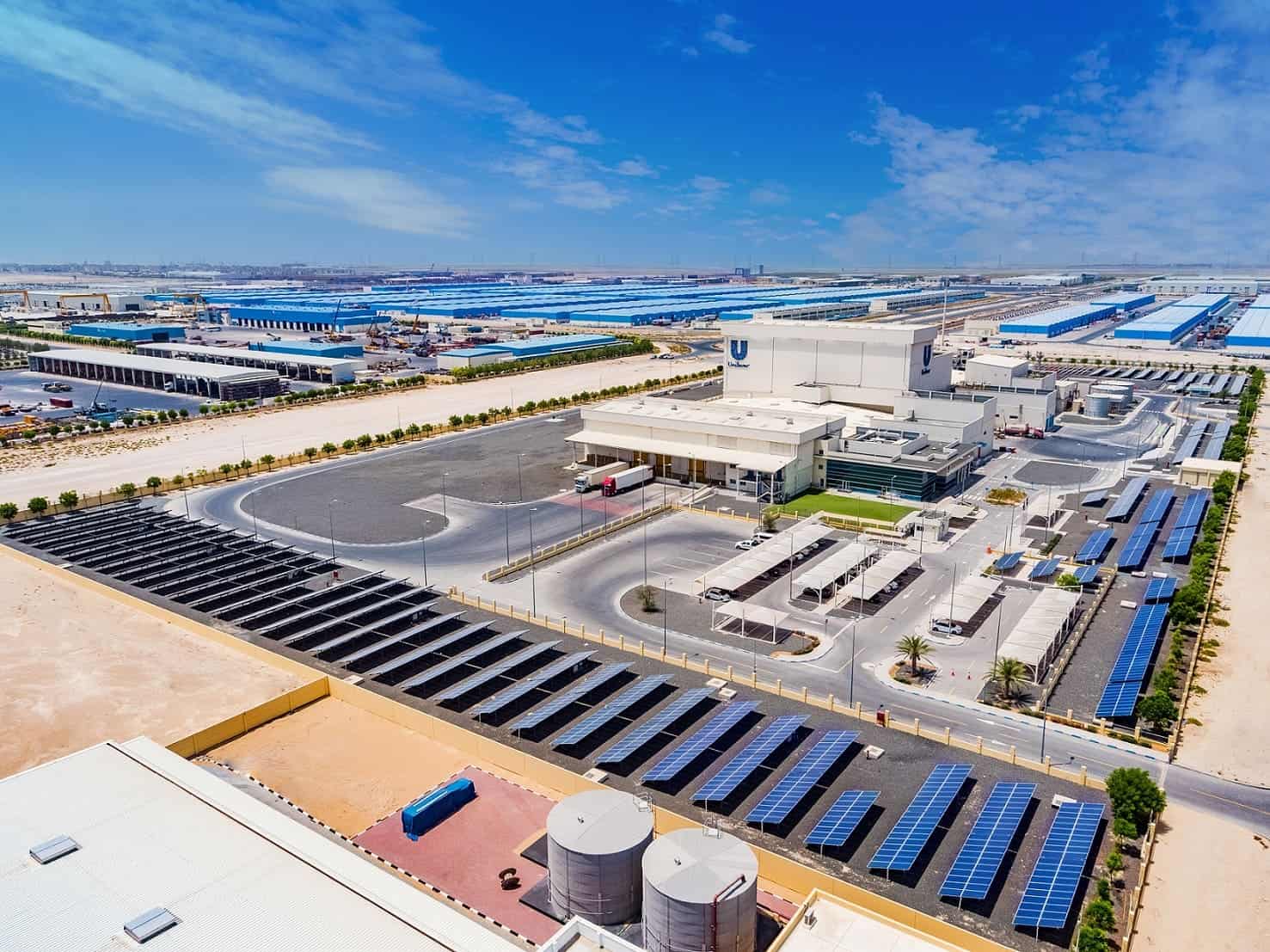 Industrial hub with solar-powered facilities in Dubai Industrial City.