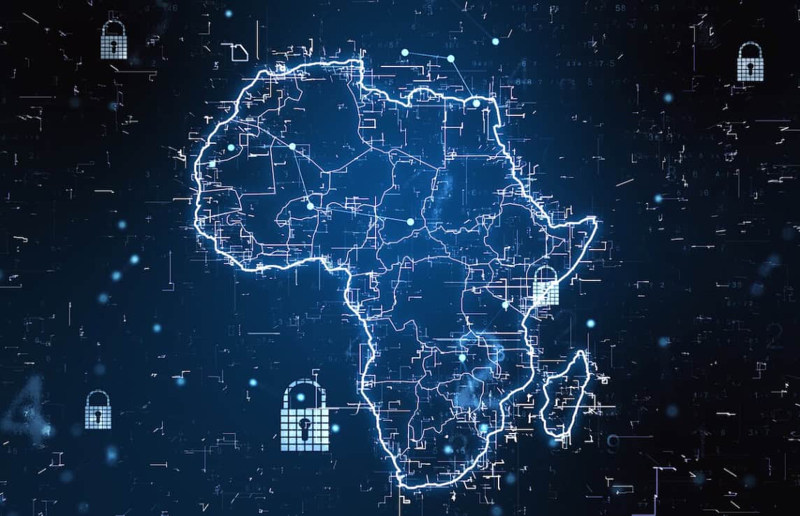 Digital map of Africa highlighting Ethiopia as Boeing's new headquarters.
