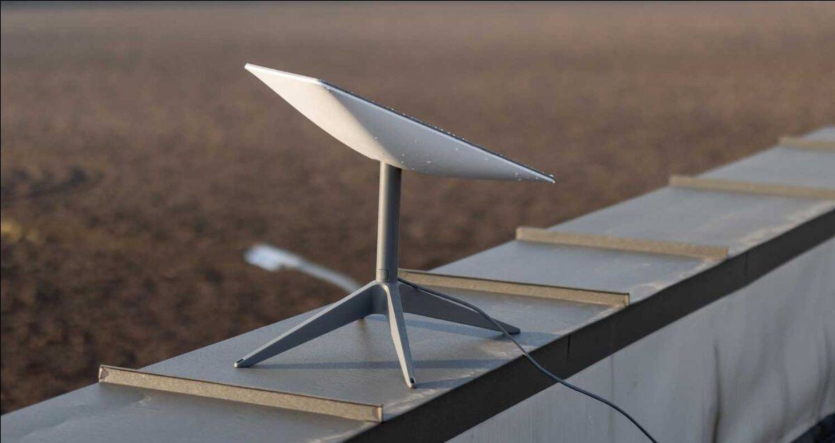 Boeing satellite dish installed on rooftop in Ethiopia.