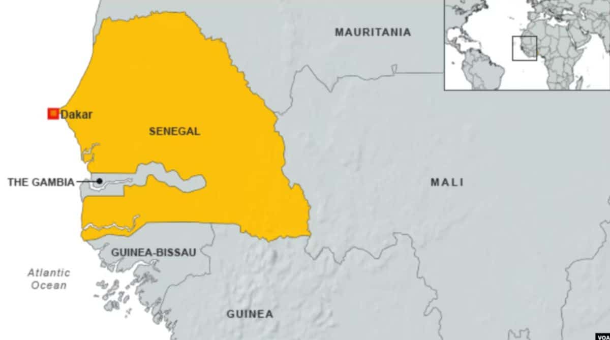 Map of Mauritania highlighting its location in West Africa.