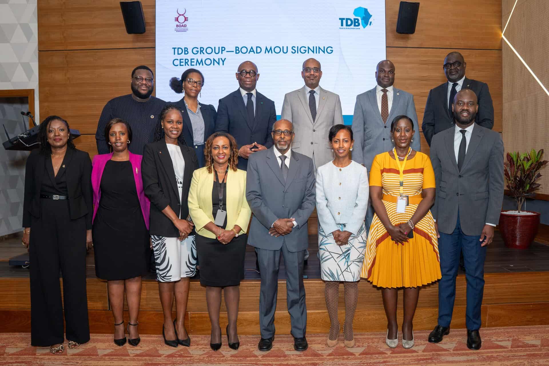 Official signing of the TDB and BOAD partnership to enhance trade and development in Senegal.