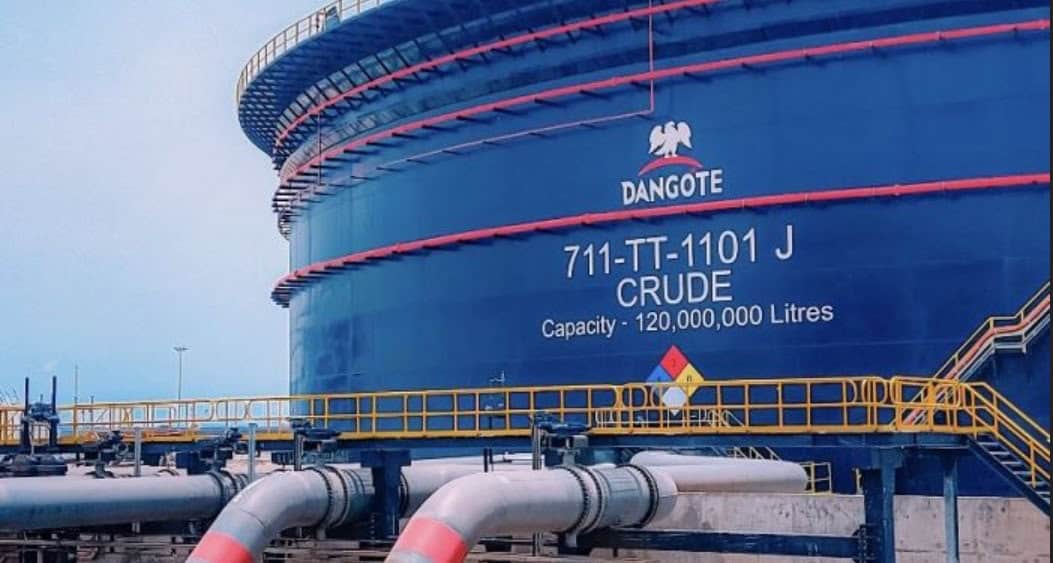 Large oil storage tank in Ethiopia with capacity details.