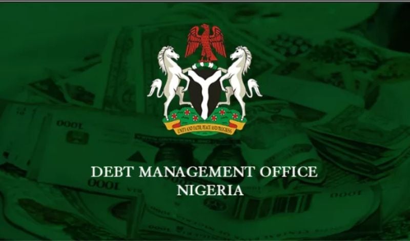 Nigerian debt management office logo with money background, supporting startup growth.