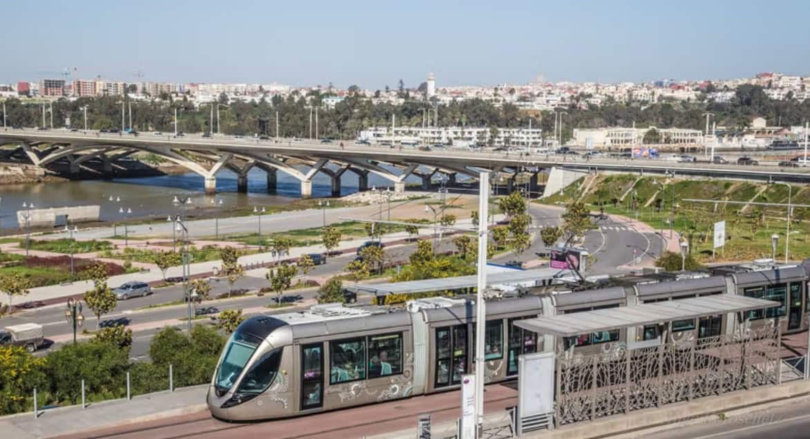 Modern Cairo metro train in Egypt, urban transportation scene.