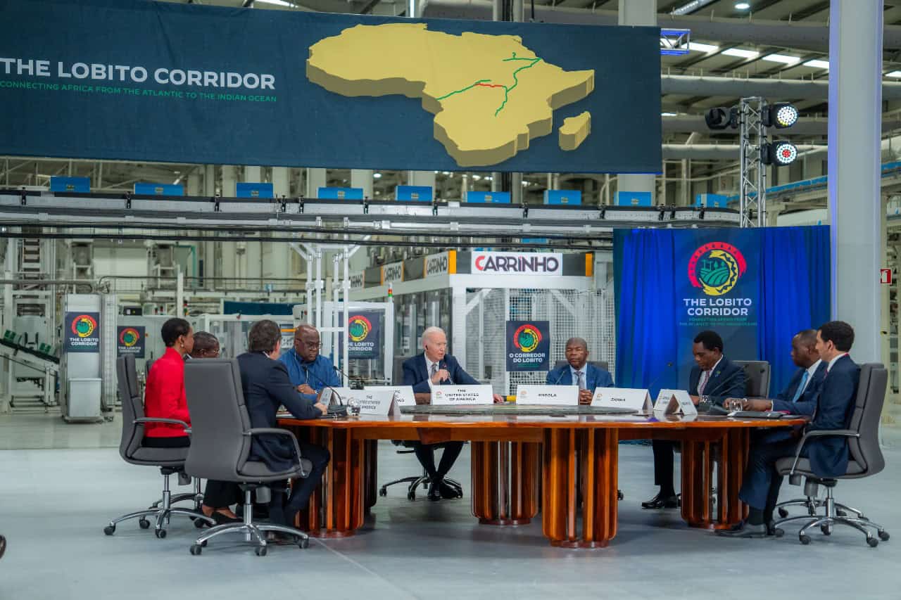 Business leaders discuss Africa’s Lobito Corridor development at a conference.