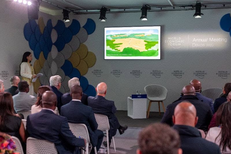 Audience listening to a speaker at the World Economic Forum in Davos 2023.