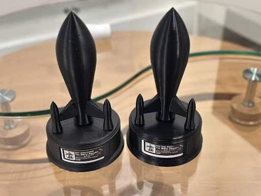 Detailed model of miniature rockets used for science demonstrations and educational purposes.