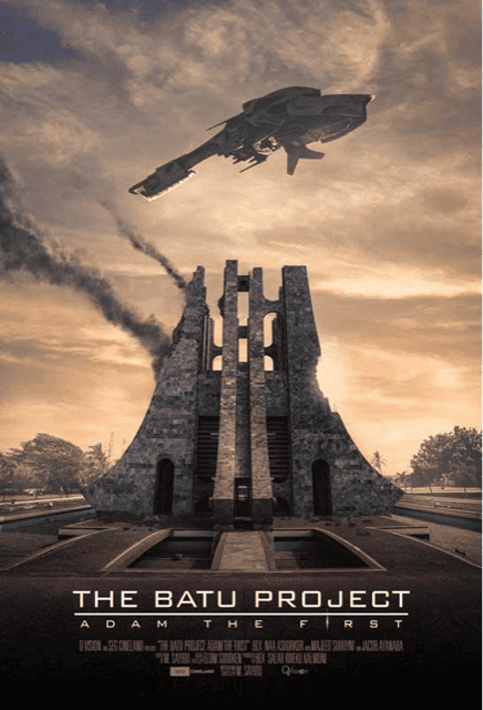 Ghana's first science fiction movie monument with spaceship sculpture.