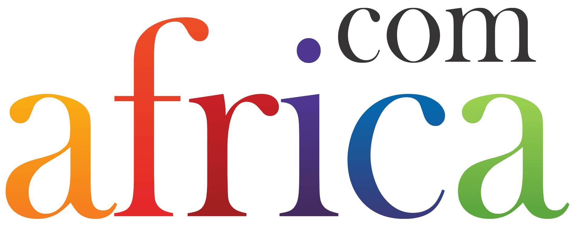Africa.com logo with colorful text representing African diversity.