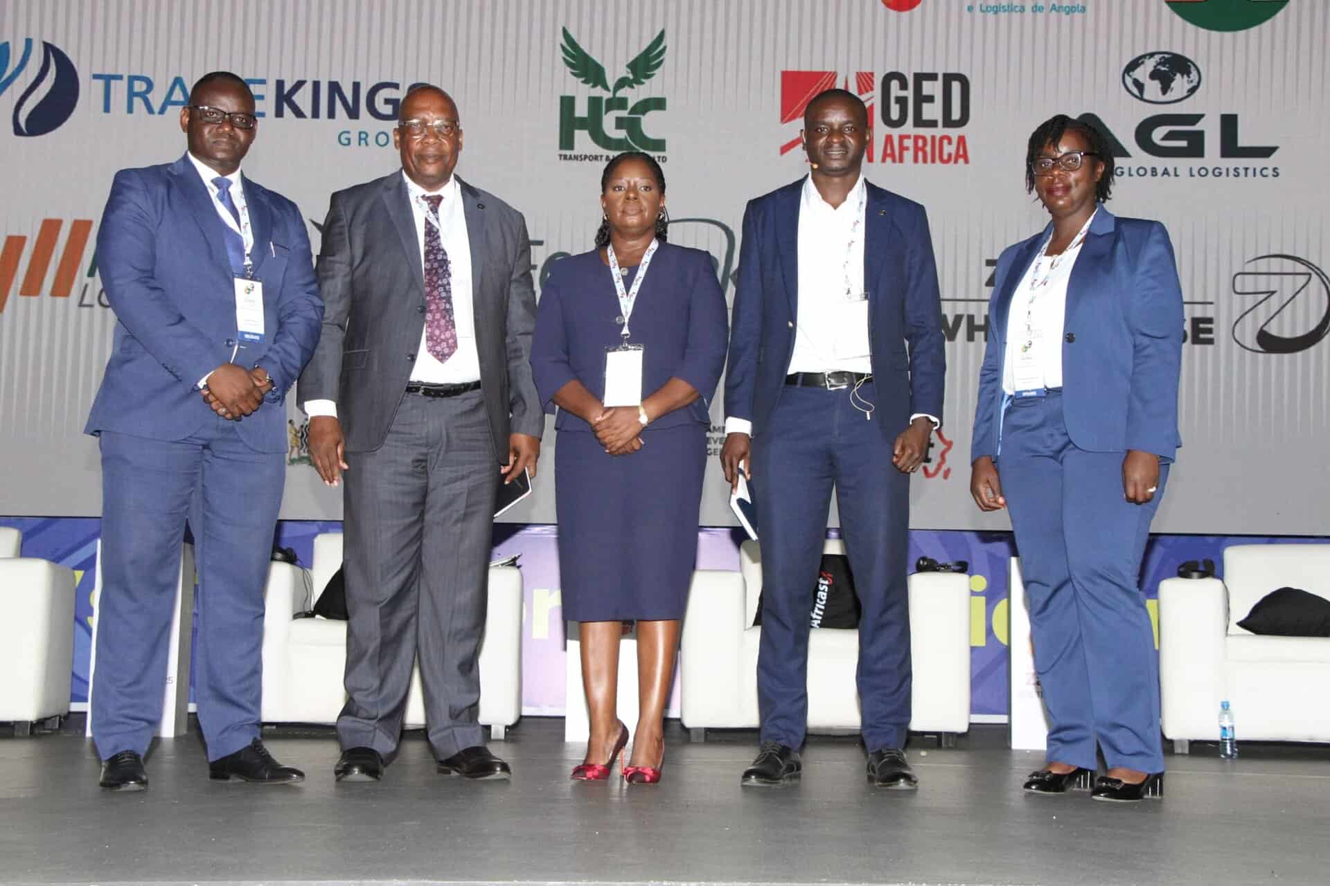 Business professionals at Africa aviation conference promoting Zambia’s role.
