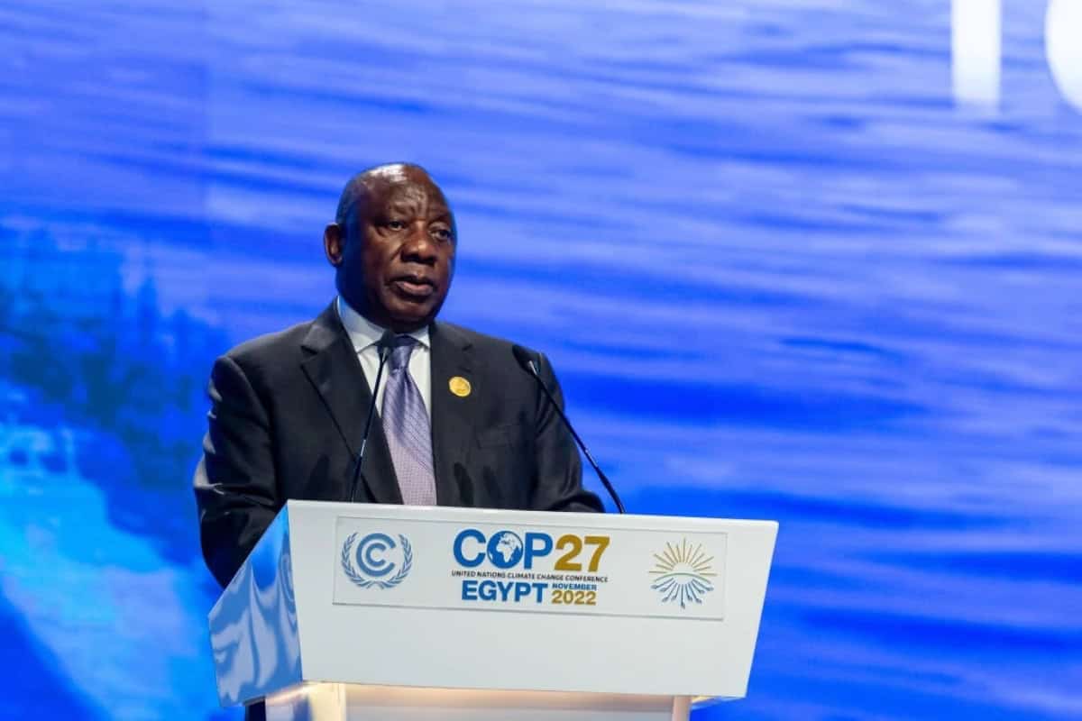 Cyril Ramaphosa speaking at COP27 climate summit in Egypt.