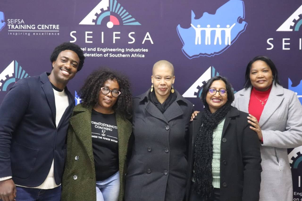Group of diverse professionals at SEIFSA Career Day event.
