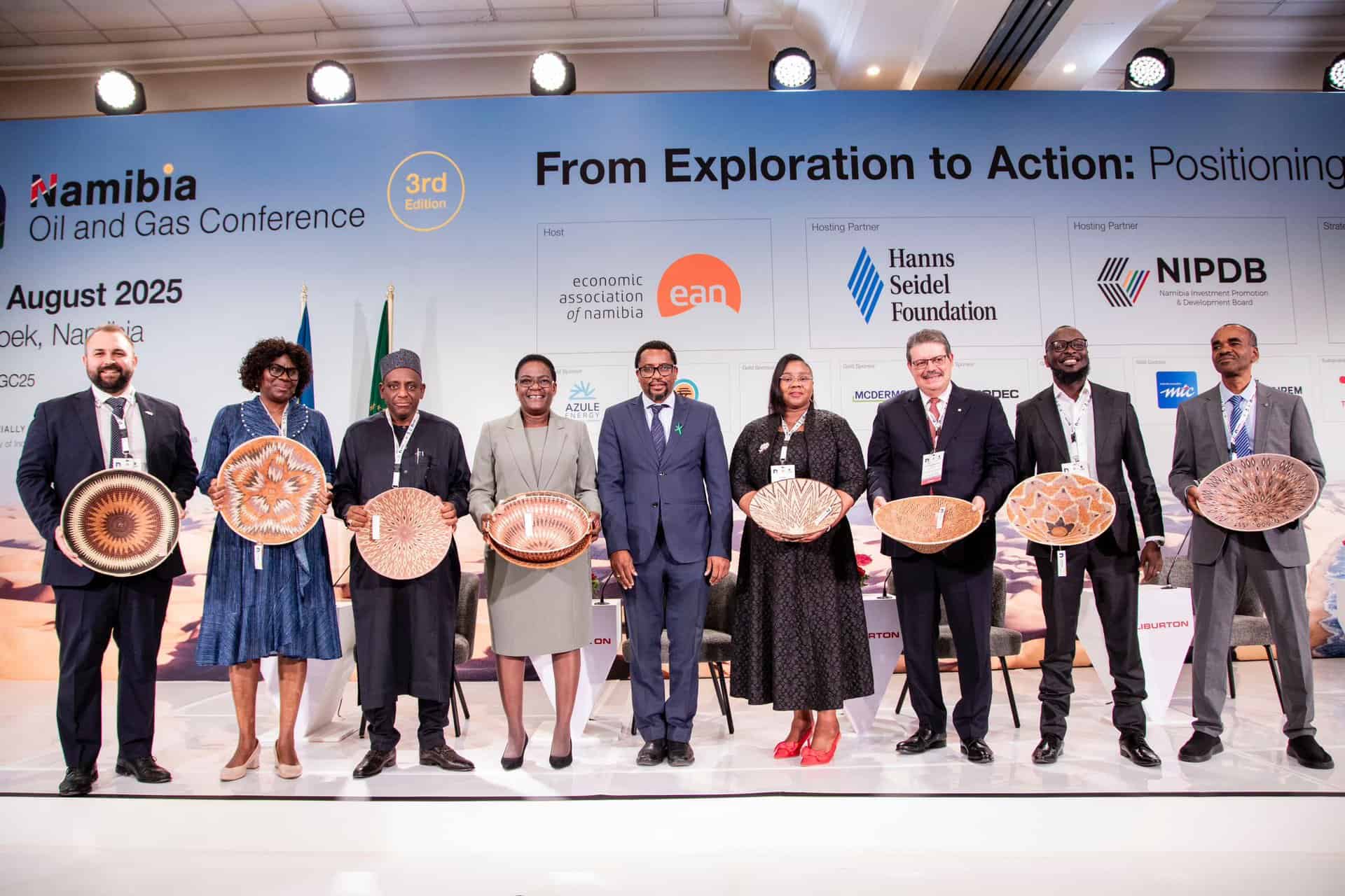 Namibia delegates at the 2025 Oil and Gas Conference, showcasing energy sector innovation.