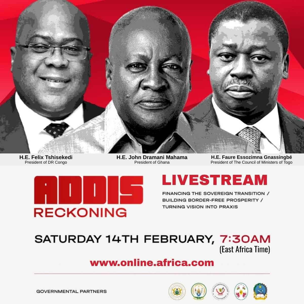 H.E. Felix Tshisekedi, H.E. John Dramani Mahama, and H.E. Faure Essozimna Gnassingbé.