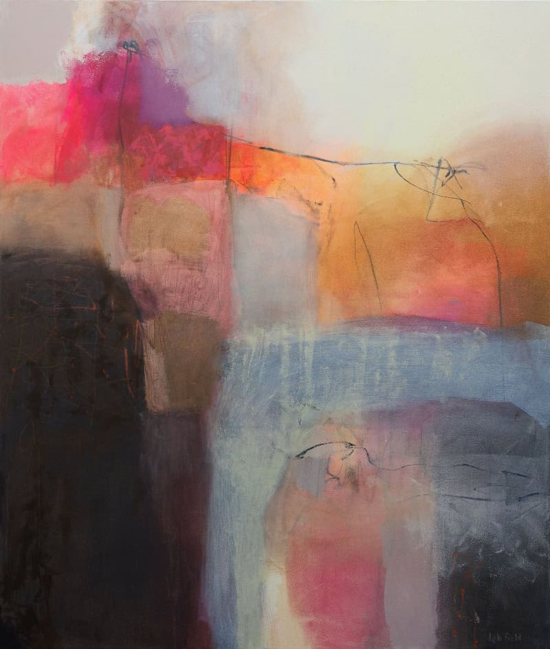 Abstract art piece showcasing vibrant colors and dynamic brushstrokes at Nando’s Creative Exchange.